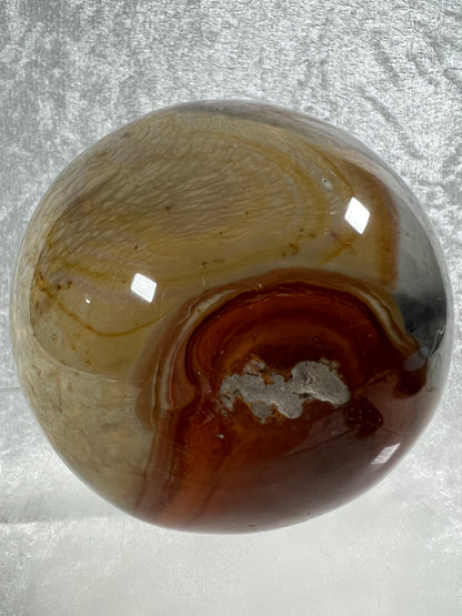 Polychrome Jasper Sphere. 87mm. Very Rare Dragonscale Patterns. Gorgeous Desert Jasper From Madagascar.