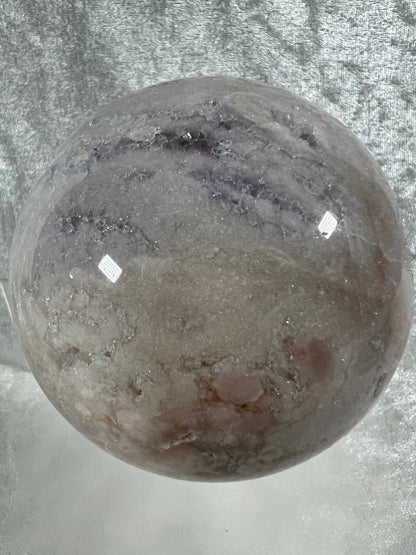 Flower Agate Sphere. 85mm. Gorgeous Purple Flower Druzy. Beautiful Combination Of Flower Agate And Amethyst. Amazing Display Sphere.