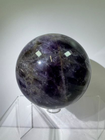 Dream Amethyst Sphere. 75mm. Large Chevron Amethyst Crystal. Beautiful Colors And Patterns