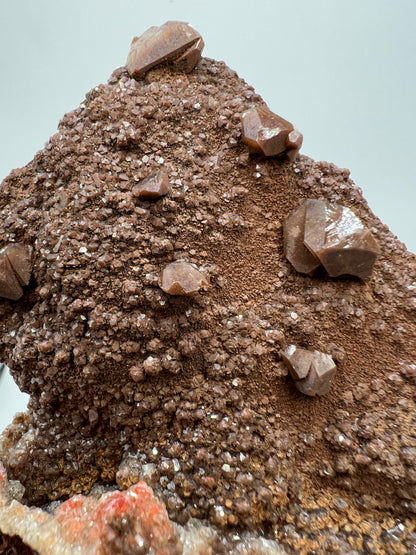 Brown Diamond Calcite Specimen. Beautiful Flash! Gorgeous Hematite Calcite On Druzy Matrix. Very Pretty Crystal Display Piece.