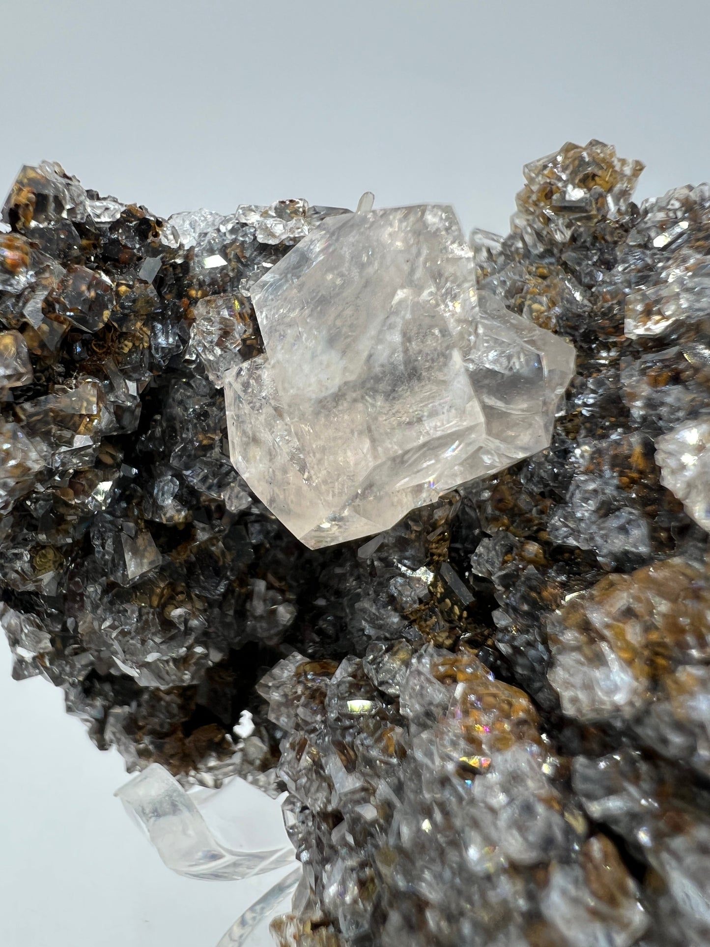 Black Diamond Calcite Specimen. Stunning Flash! Amazing Calcite Cluster On Matrix. Very Cool Crystal Display Piece.