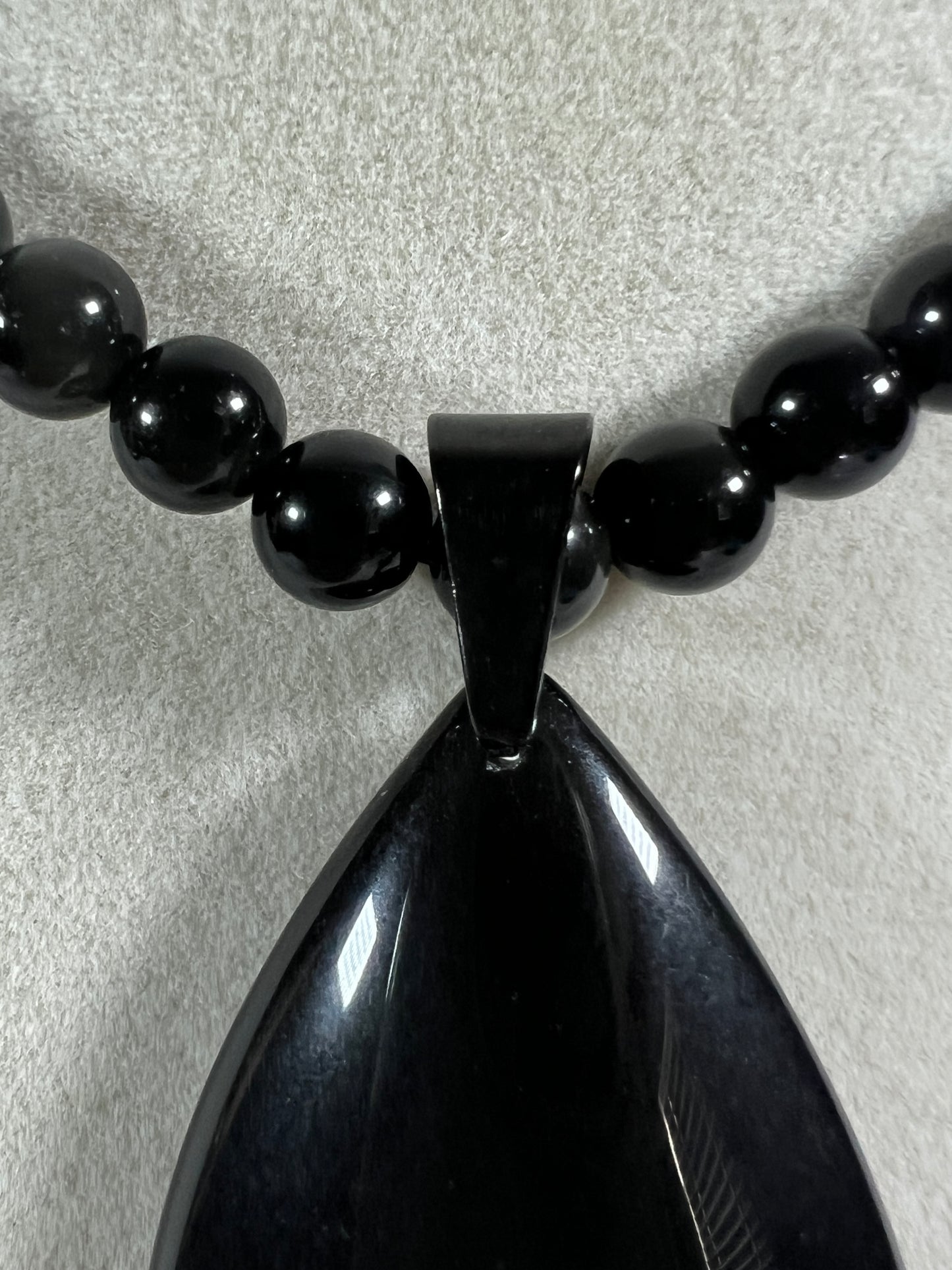 Rainbow Obsidian Pendant. Gorgeous Teardrop Cabochon. Custom Made Beaded Necklace. High Quality Jewelry