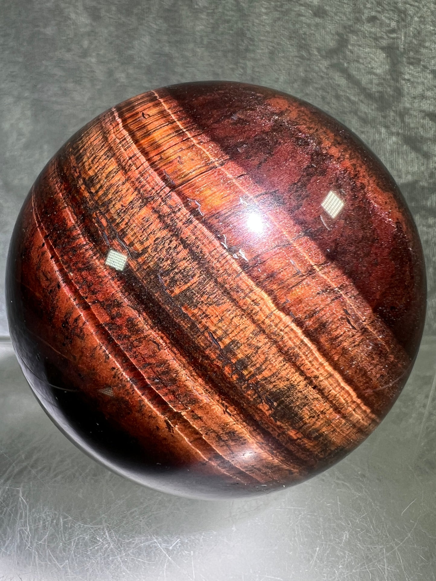 Red Tigers Eye Sphere. 70mm. Stunning Red And Gold Flash! Gorgeous Display Sphere!