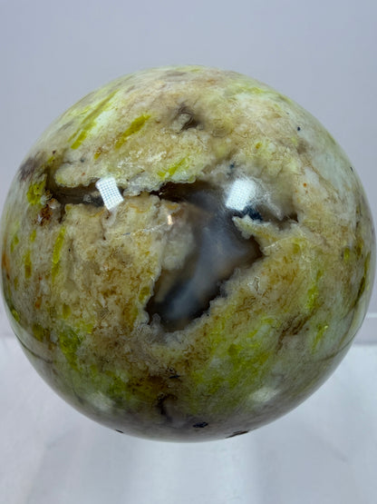 Green Opal Sphere From Madagascar. 62mm. Gorgeous Shades Of Green. Beautiful Display Crystal.