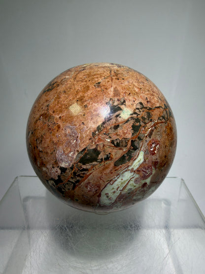 Fire Calcite Crystal Sphere. 74mm. Amazing New Material. Beautiful Large Display Sphere With Nice UV Reaction.