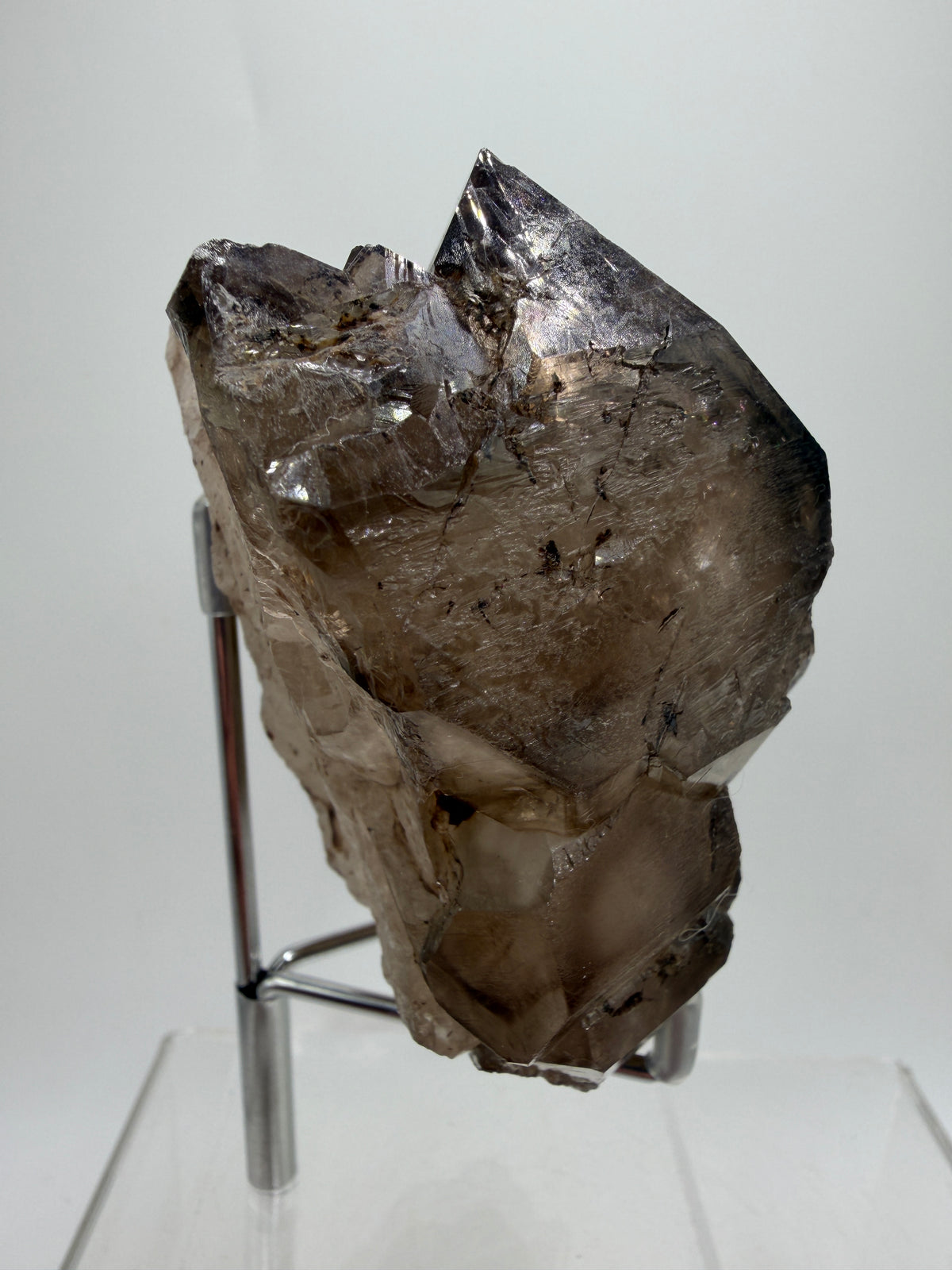 Smoky Elestial Quartz Specimen. High Quality Crystal From Brazil. One Of A Kind Gorgeous Display Crystal