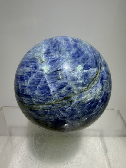Kyanite Crystal Sphere. 65mm. Gorgeous Blue Kyanite Display Sphere. Rare Crystal With Stunning Flash