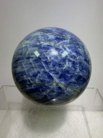Kyanite Crystal Sphere. 65mm. Gorgeous Blue Kyanite Display Sphere. Rare Crystal With Stunning Flash