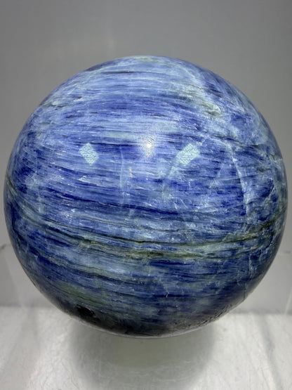 Kyanite Crystal Sphere. 65mm. Gorgeous Blue Kyanite Display Sphere. Rare Crystal With Stunning Flash