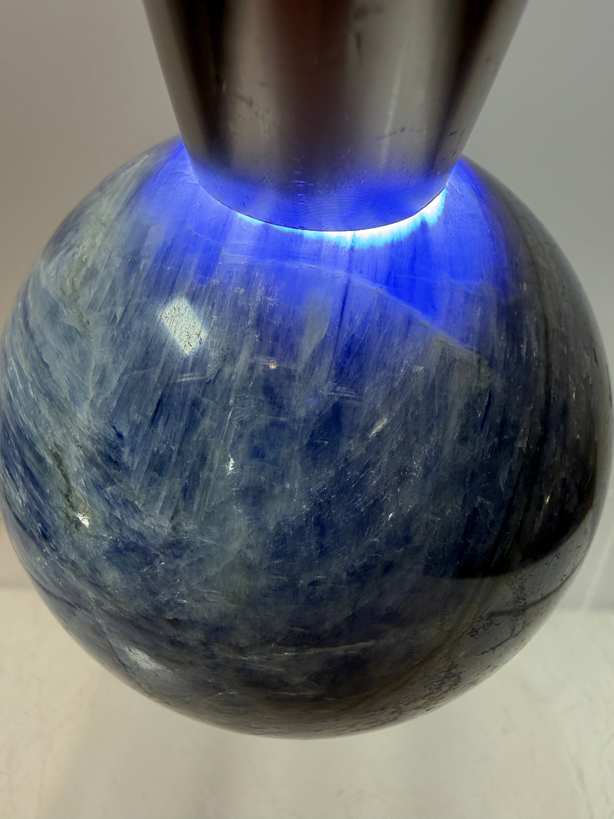 Kyanite Crystal Sphere. 65mm. Gorgeous Blue Kyanite Display Sphere. Rare Crystal With Stunning Flash