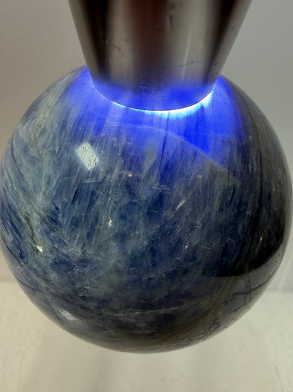 Kyanite Crystal Sphere. 65mm. Gorgeous Blue Kyanite Display Sphere. Rare Crystal With Stunning Flash