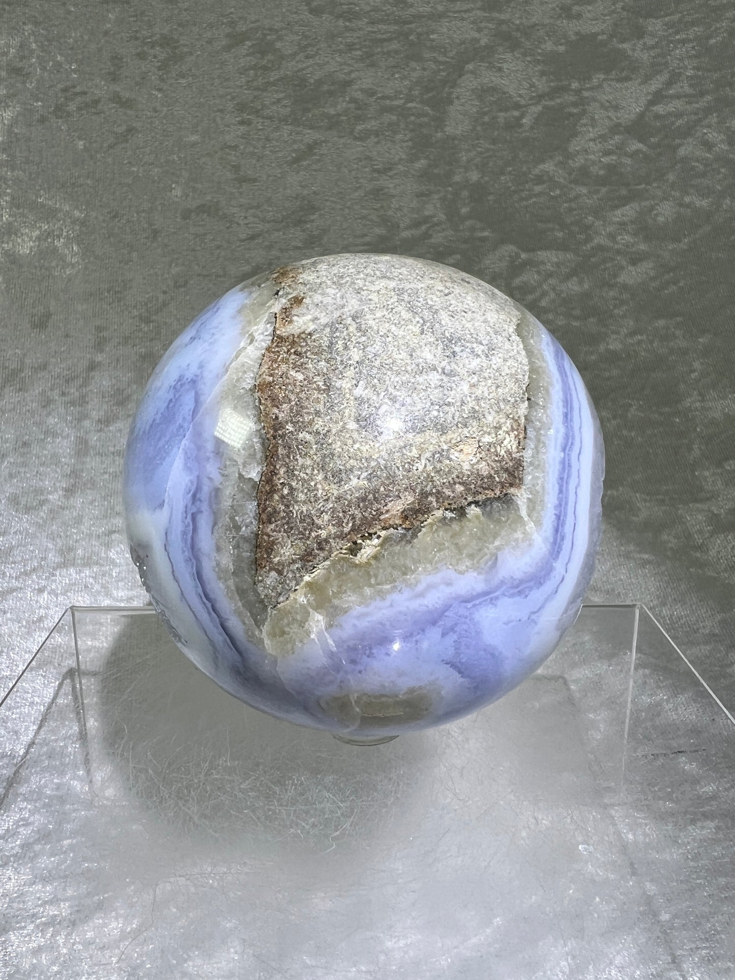 Blue Lace Agate Sphere. 83mm. Large Sugar Druzy Blue Lace Sphere. Stunning Collectors Piece.