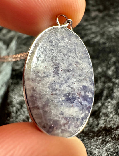 Natural Iolite Pendant. Beautiful Crystal Necklace. Includes 24" Silver plated chain