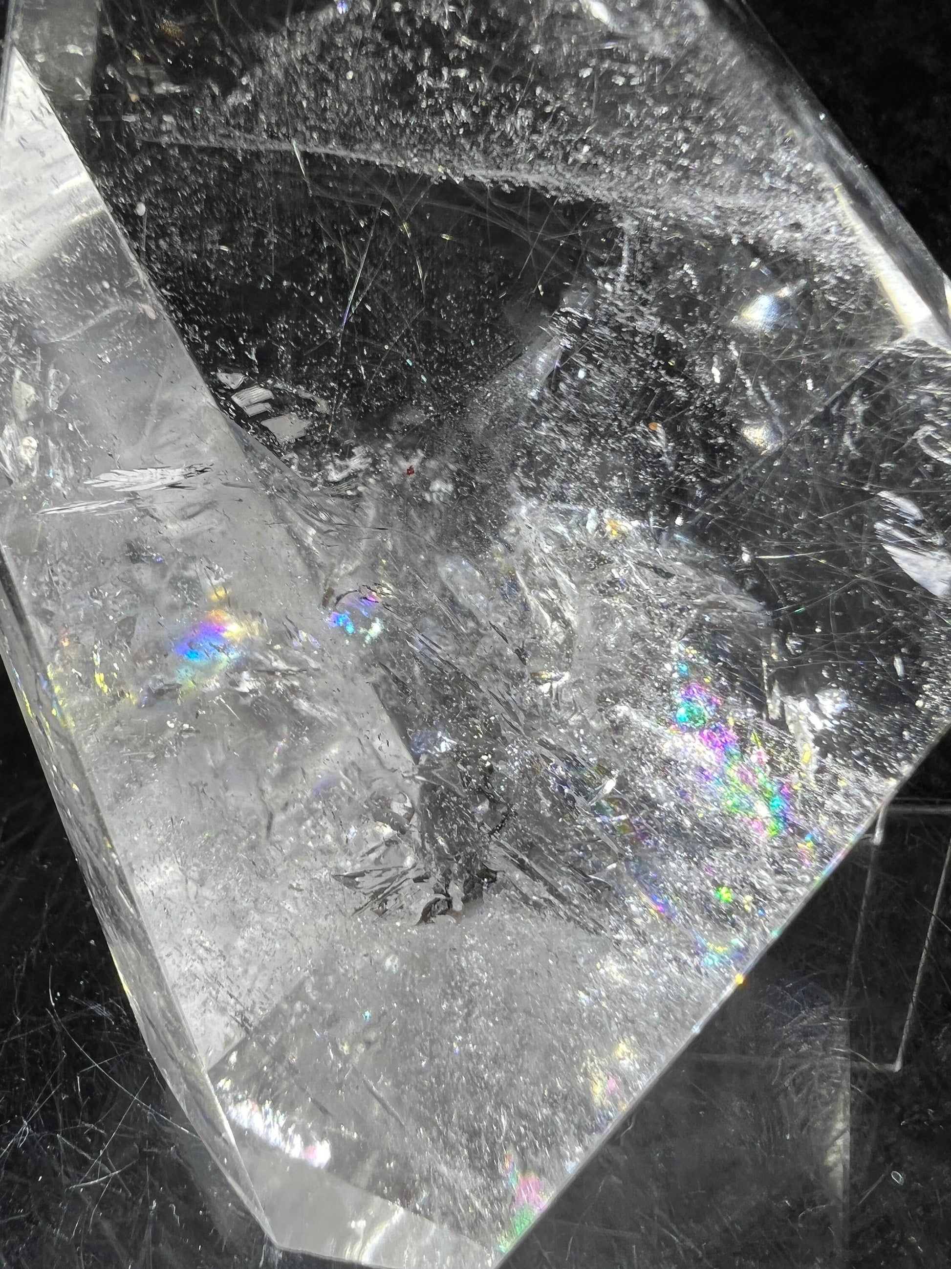 Amazing Clear Quartz Filled With Rainbows! Very Unique Crystal. Polished Clear Quartz Freeform.