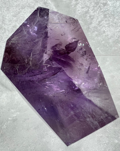 Amethyst Freeform With Huge Rainbows! Beautiful Shades Of Purple. High Quality Polished Crystal Freeform.