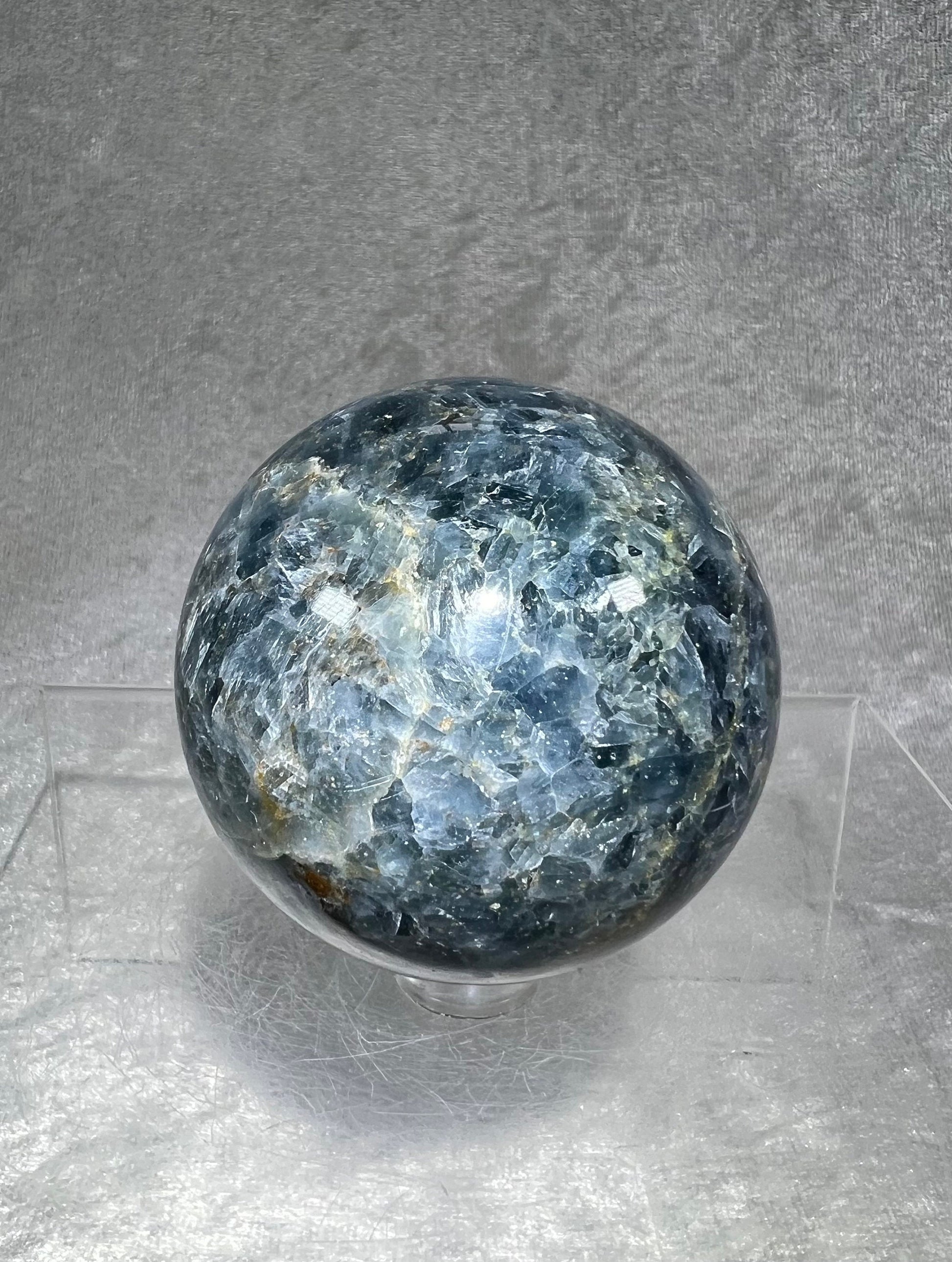 Beautiful Dark Blue Calcite Sphere. 62mm. Stunning Blue Crystals. Very Pretty Display Crystal.