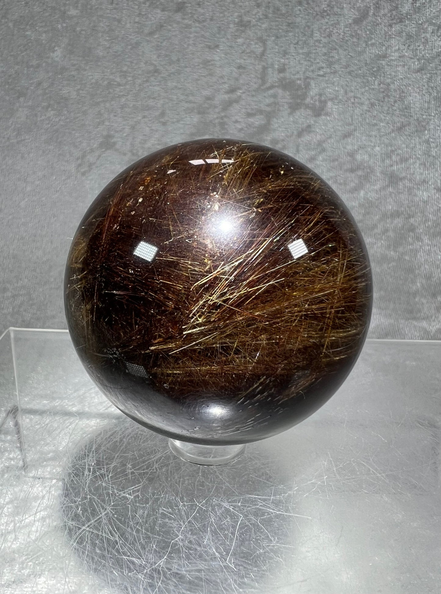 Amazing Star Red Tourmalinated Sphere. 57mm. Red Rutile Crystal Sphere. Rare Tourmaline And Quartz Sphere With A Star