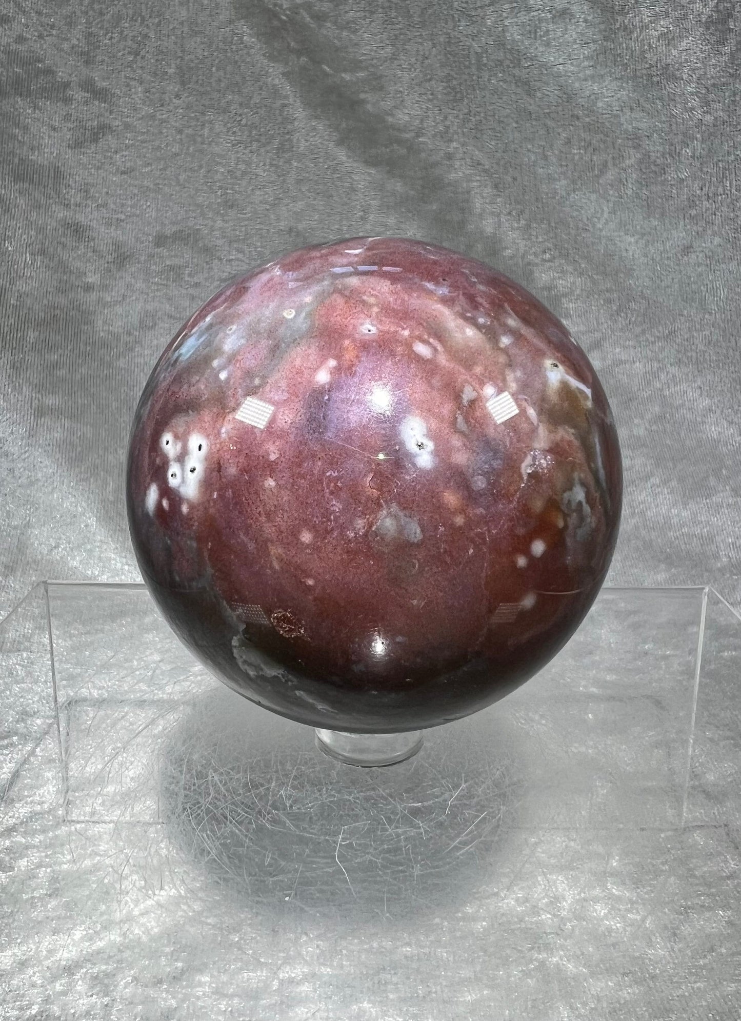 Gorgeous Ocean Jasper Sphere. 68mm. Beautiful Purples, Blues, And Greens. High Quality Crystal Sphere.