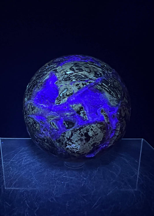 Druzy Purple Fluorite And Agate Sphere. 74mm. Amazing Sugar Druzy. Incredible UV Display Crystal.