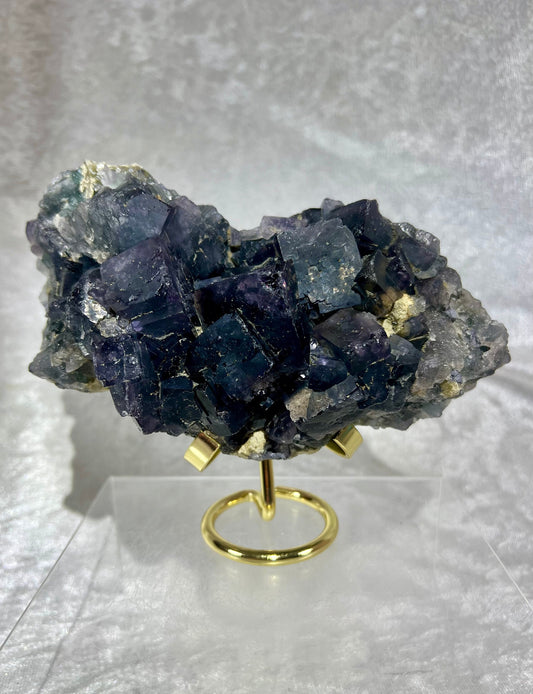 Large Sunlight Fluorite Cubes Specimen. 2.5 lbs. Incredible Fluorite From Namibia. Changes Colors From Deep Purple To Blue In The Sunlight.