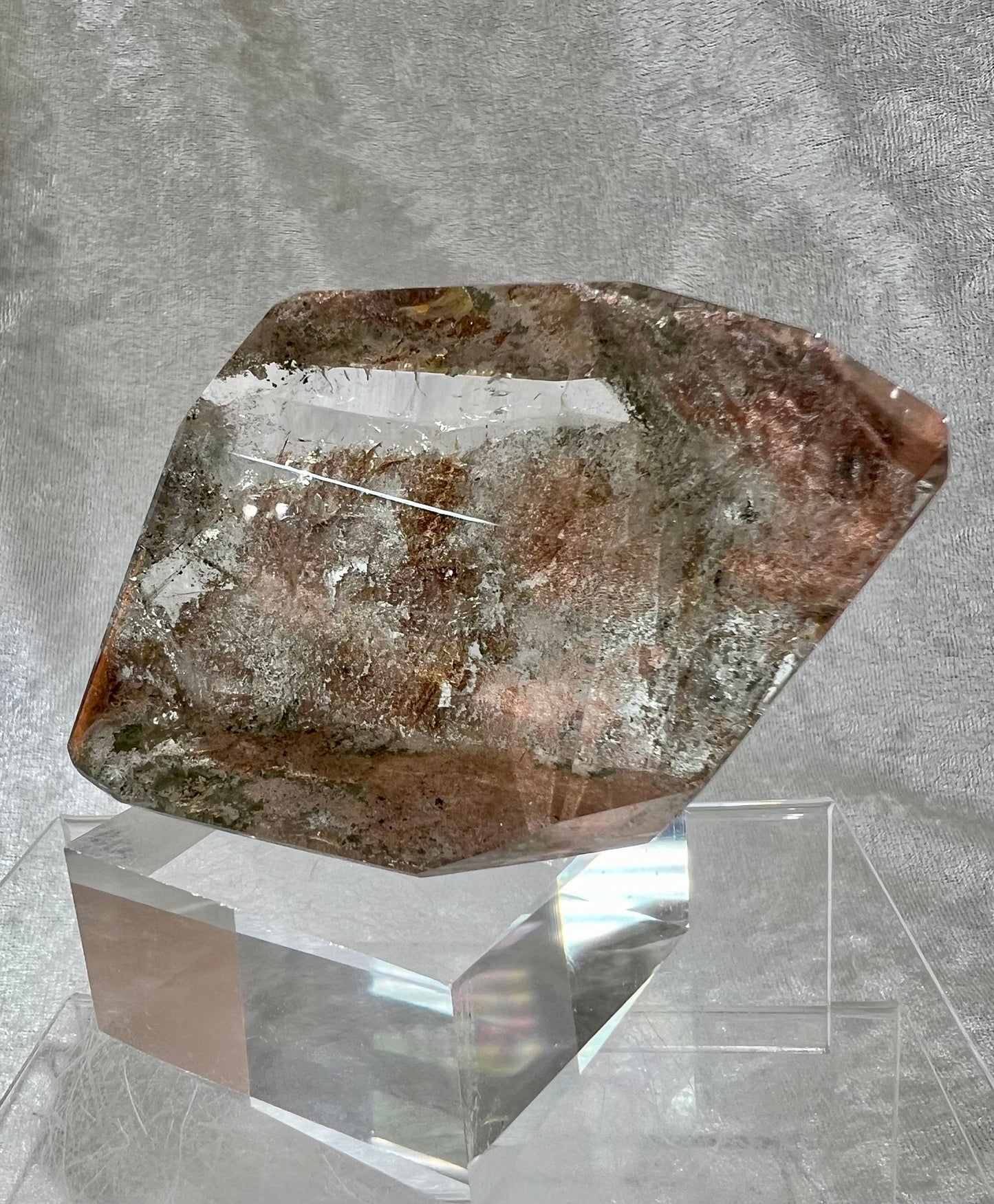 High Quality Pink Garden Quartz Freeform. Beautiful And Rare Colors. Very Clear Polished Lodolite.