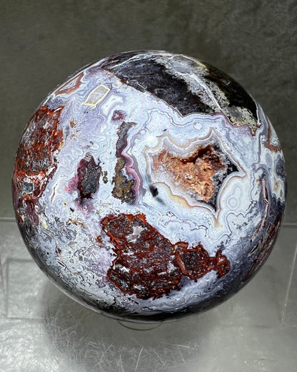 Amazing Mexican Crazy Lace Agate Sphere. 68mm. High Quality With Great Lacing. Beautiful Crystal Sphere