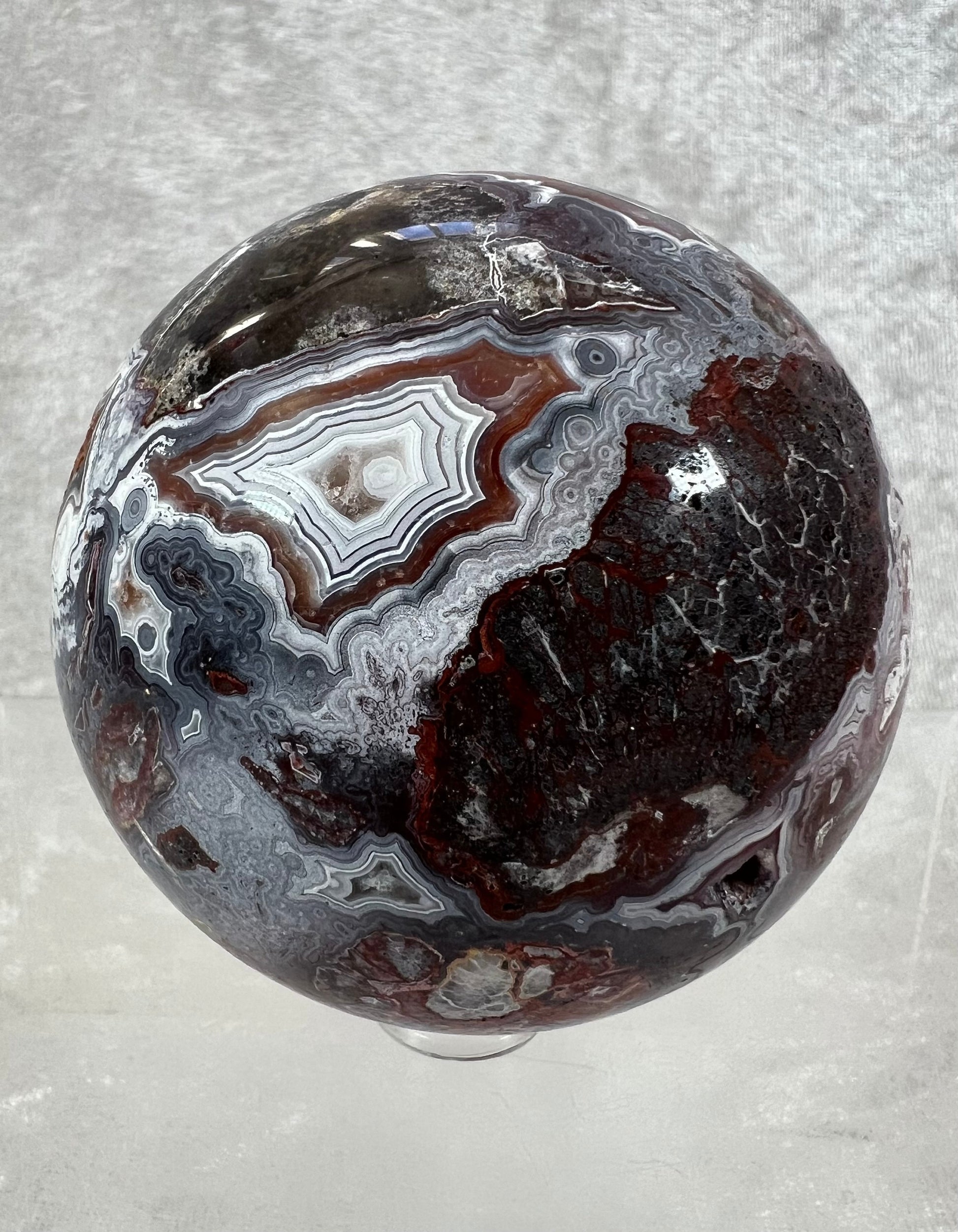 Amazing Mexican Crazy Lace Agate Sphere. 68mm. High Quality With Great Lacing. Beautiful Crystal Sphere