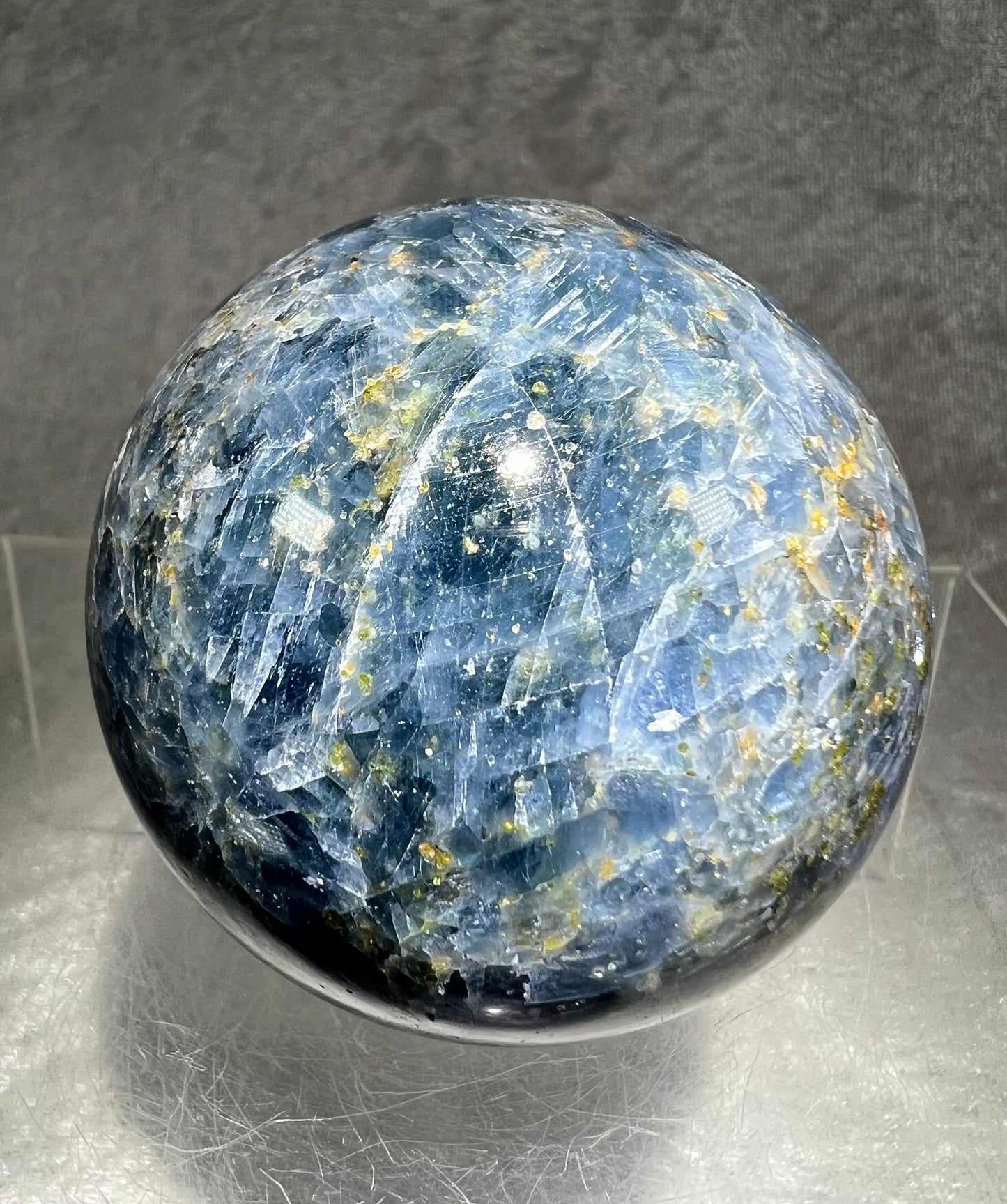 Beautiful Dark Blue Calcite Sphere. 62mm. Stunning Blue Crystals. Very Pretty Display Crystal.