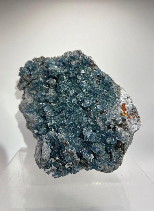 Large Teal Blue Fluorite Cubes On Druzy Sphalerite. Amazing Rare Color Fluorite. Incredible Sugar Druzy.