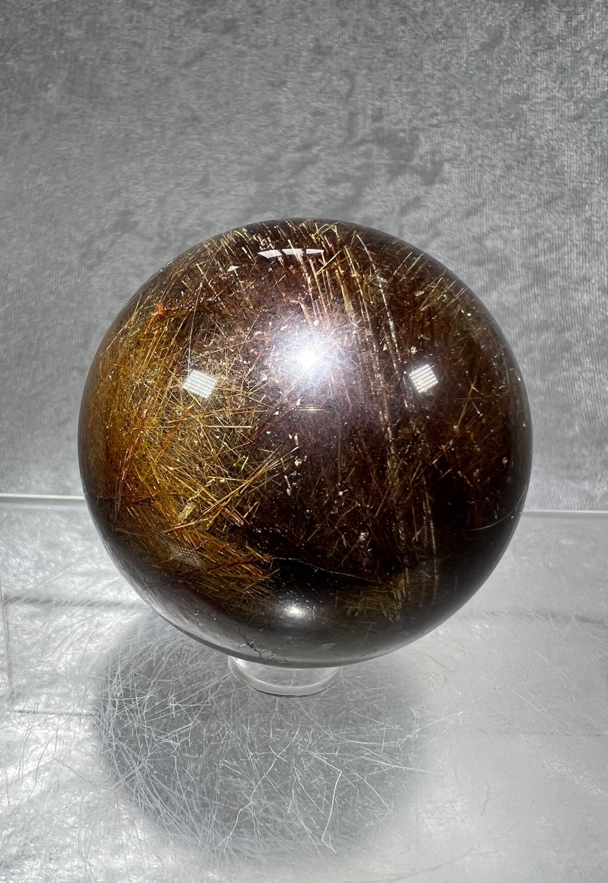 Amazing Star Red Tourmalinated Sphere. 57mm. Red Rutile Crystal Sphere. Rare Tourmaline And Quartz Sphere With A Star