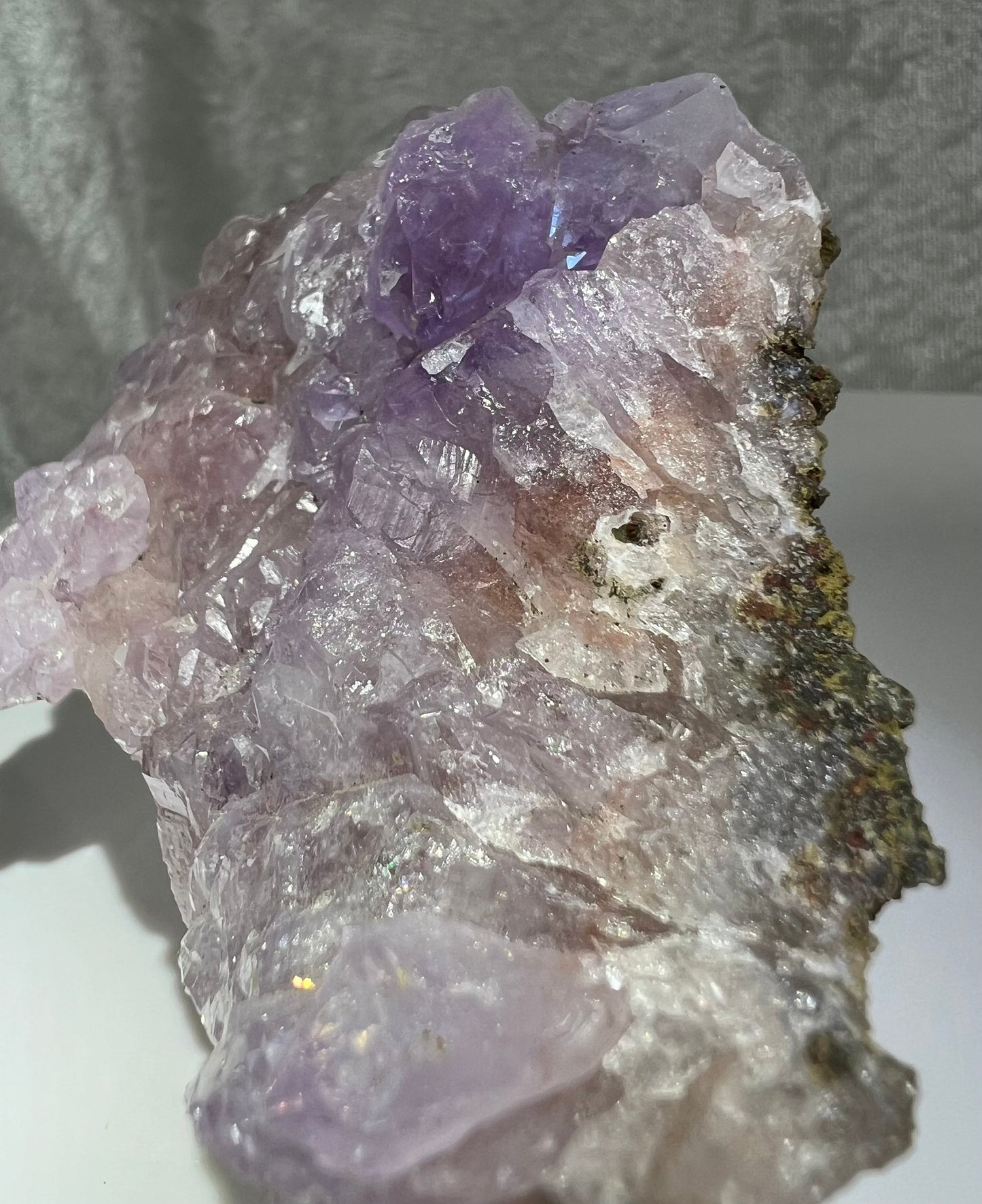 Gorgeous Pink Amethyst Slab Specimen. Beautiful Druzy Amethyst Geode Slab With Incredible Flash And Colors.