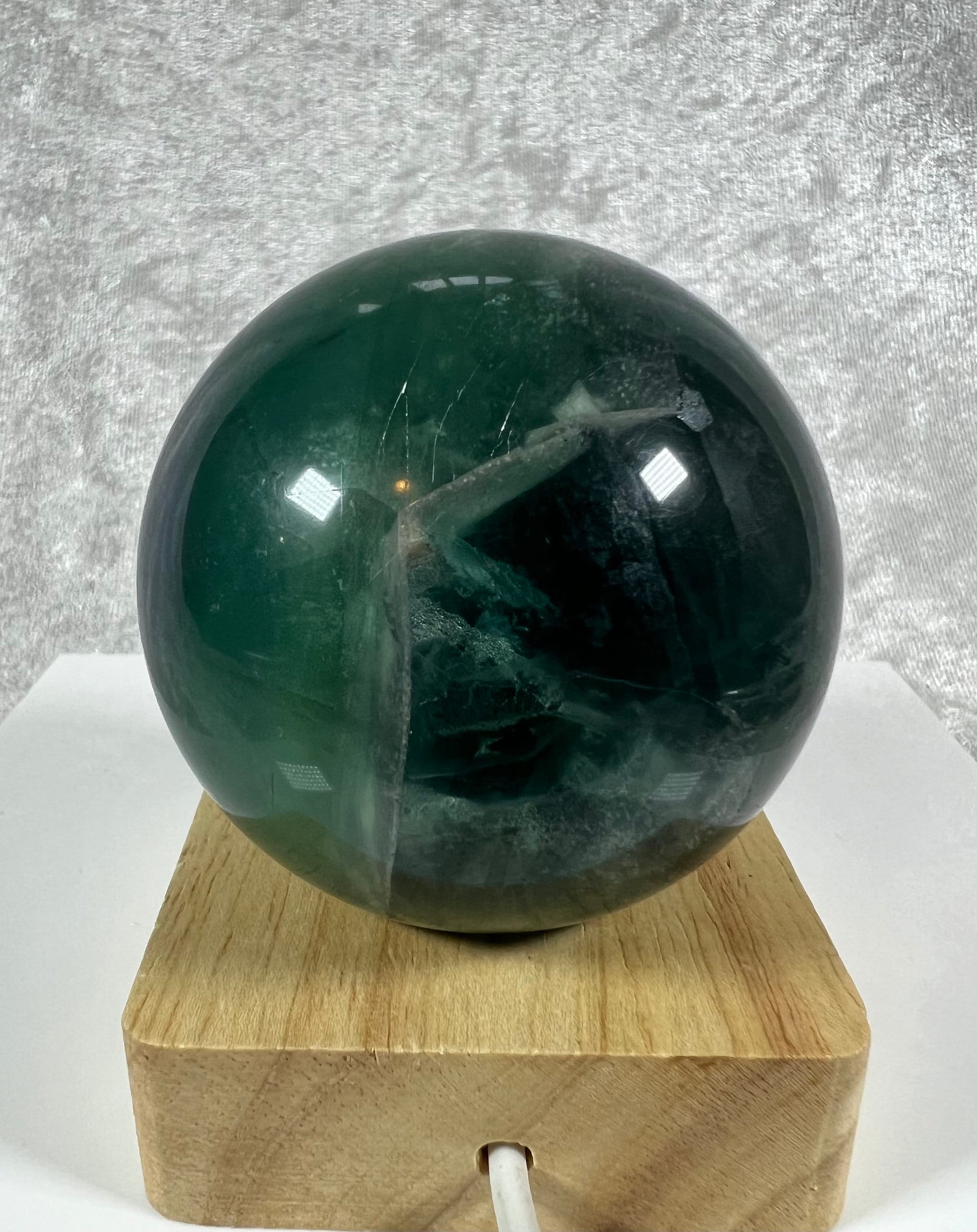 Incredible Emerald Green Fluorite Sphere. 63mm. Stunning And Clear Green Color. Includes White Light Stand!