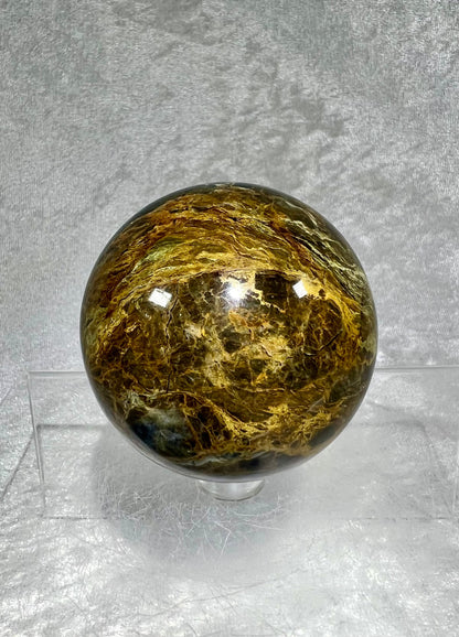 High Quality Rare Blue Opal Sphere. 63mm. Stunning Patterns And Colors. Beautiful Indonesian Common Blue Opal Crystal.