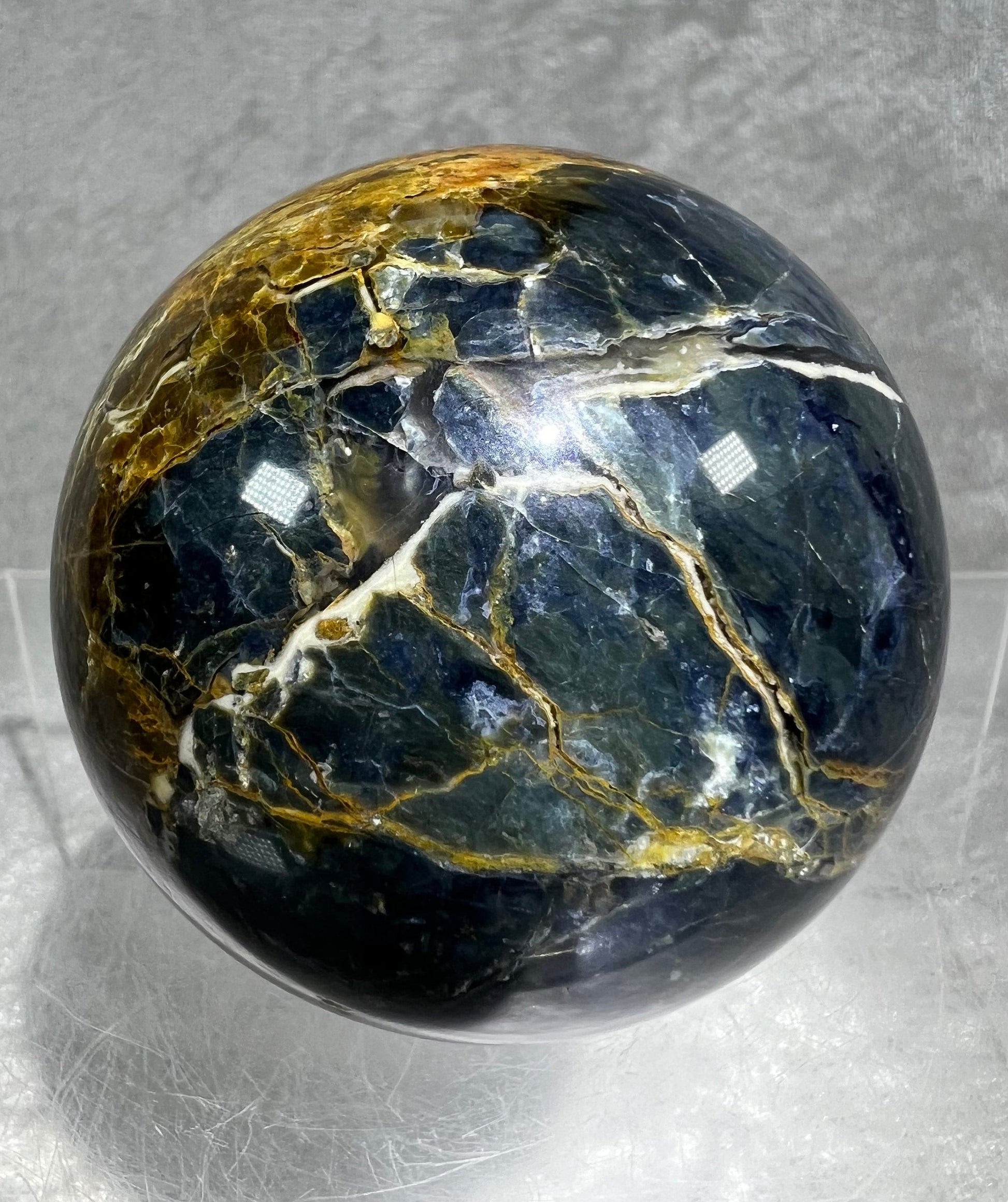 High Quality Rare Blue Opal Sphere. 63mm. Stunning Patterns And Colors. Beautiful Indonesian Common Blue Opal Crystal.
