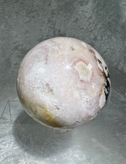 Druzy Pink Amethyst And Pyrite Sphere. 65mm. Extremely Beautiful, One Of A Kind Sphere.