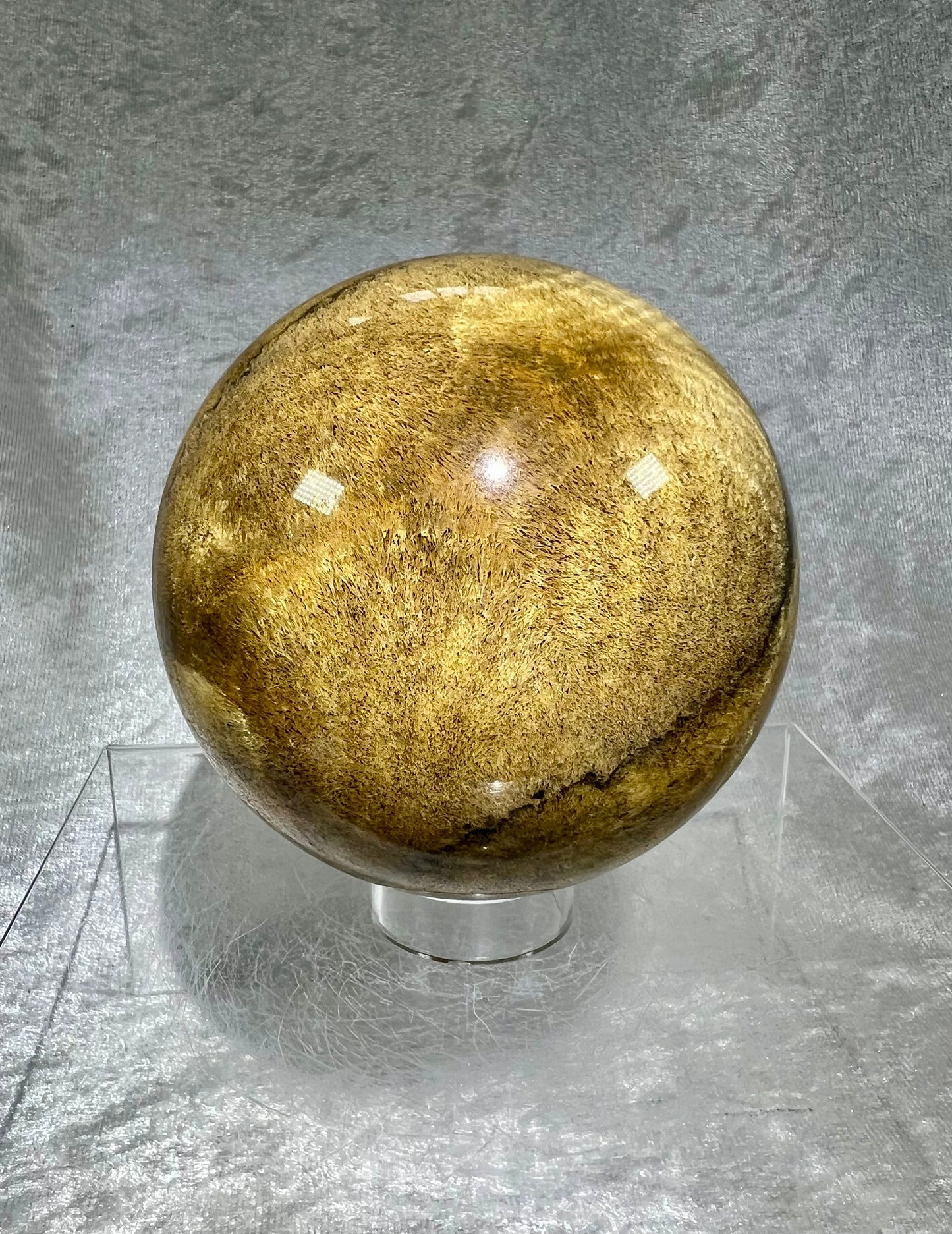 XL Rare Sagenite Agate Sphere. 87mm. High Quality Natural Sagenite Sphere. Beautiful Plume Inclusions