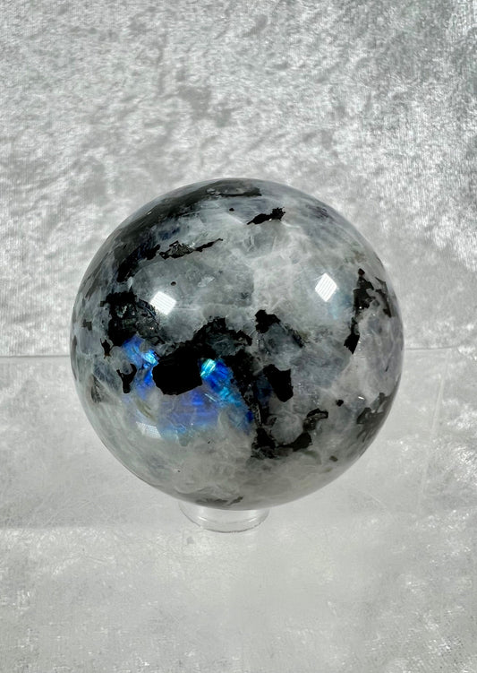 Beautiful Rainbow Moonstone Crystal Sphere. Lots Of Rainbow Flash. Very High Quality Crystal Sphere.