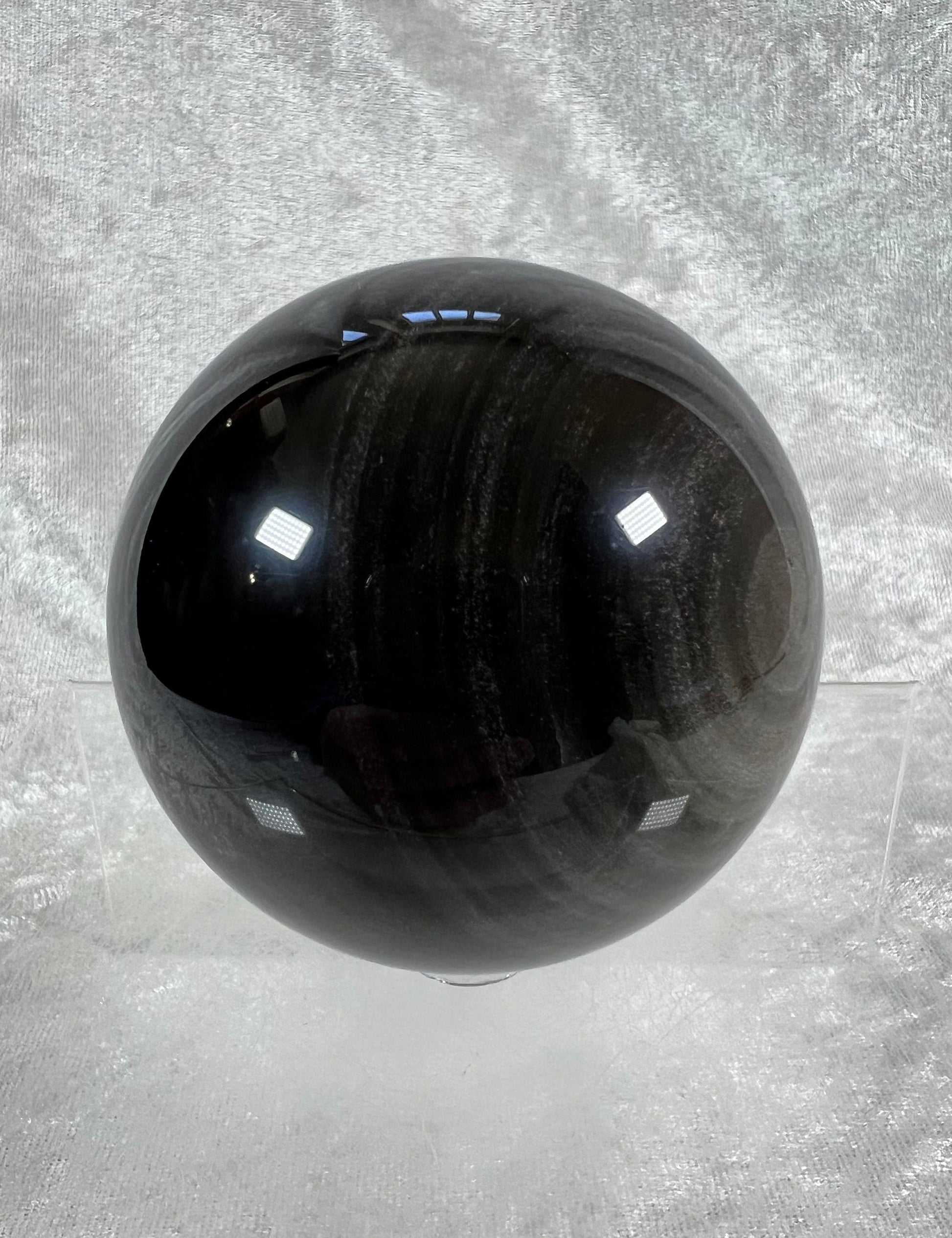 Gorgeous Silver Obsidian Sphere. 69mm. Stunning Silver Sheen Obsidian. Rare And Beautiful Crystal Sphere.