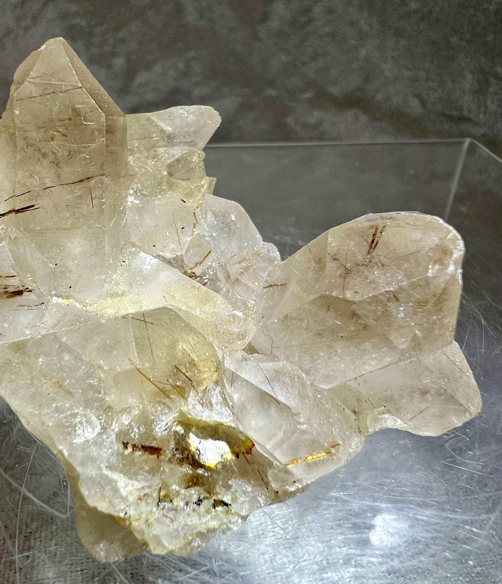 Amazing Smoky Rutile Quartz Cluster From Brazil. Very Rare One Of A Kind Specimen. Stunning All Natural Rutilated Quartz Display Crystal