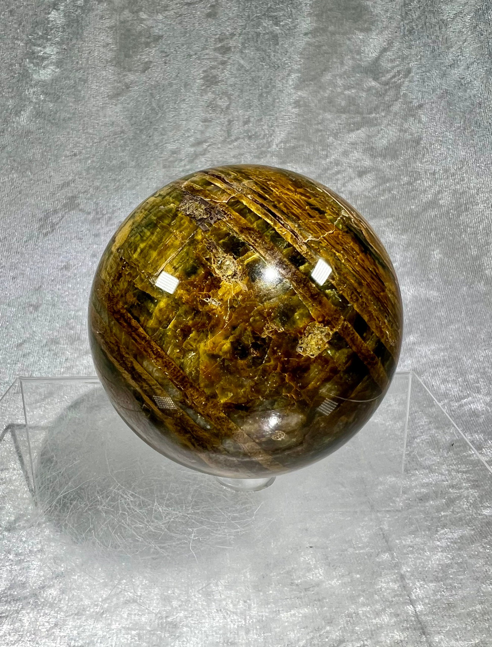 Gorgeous Large Pietersite Crystal Sphere. 74mm. Stunning Colors And Patterns. Amazing Shimmer And Flash!