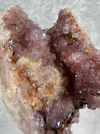 Stunning Druzy Pink Amethyst Freeform. Beautiful Druzy Amethyst With Incredible Flash And Flowers. Amazing Pinks And Purples