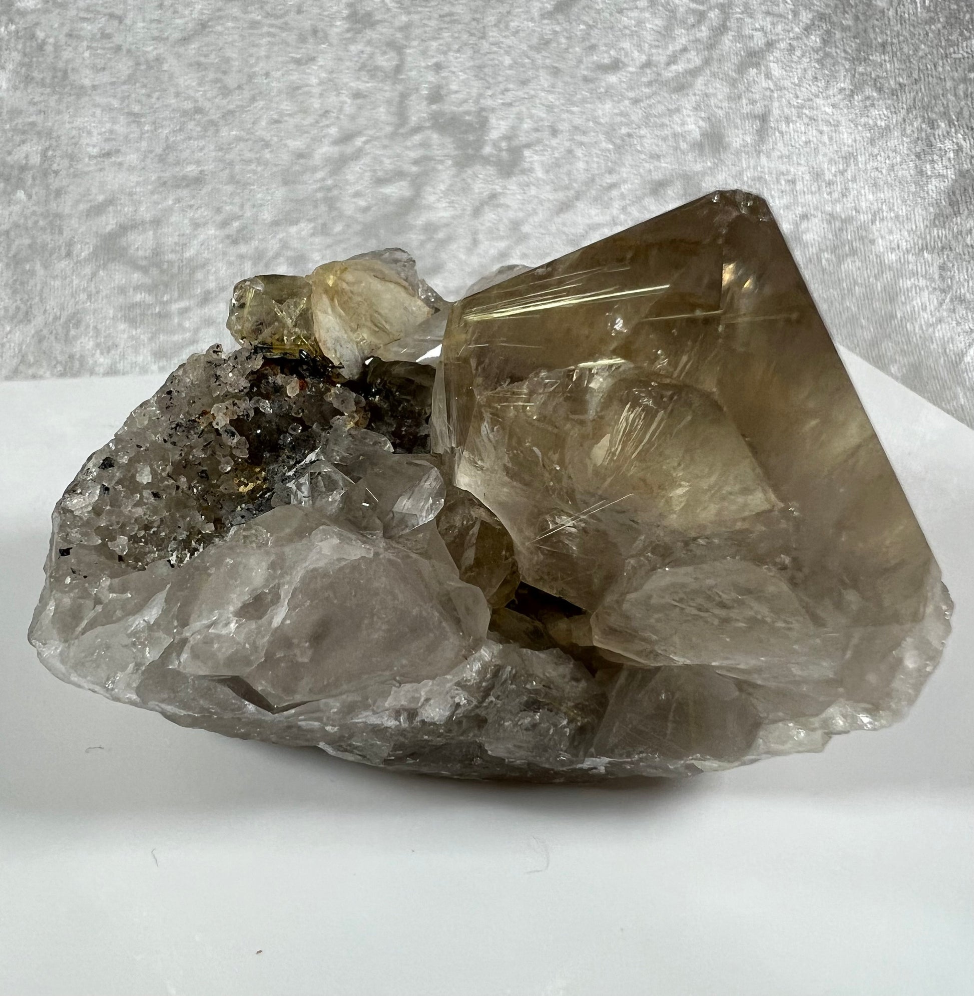 Incredible Smoky Rutile Quartz Cluster From Brazil. Very Rare One Of A Kind Specimen. Gorgeous All Natural Rutilated Quartz Display Crystal