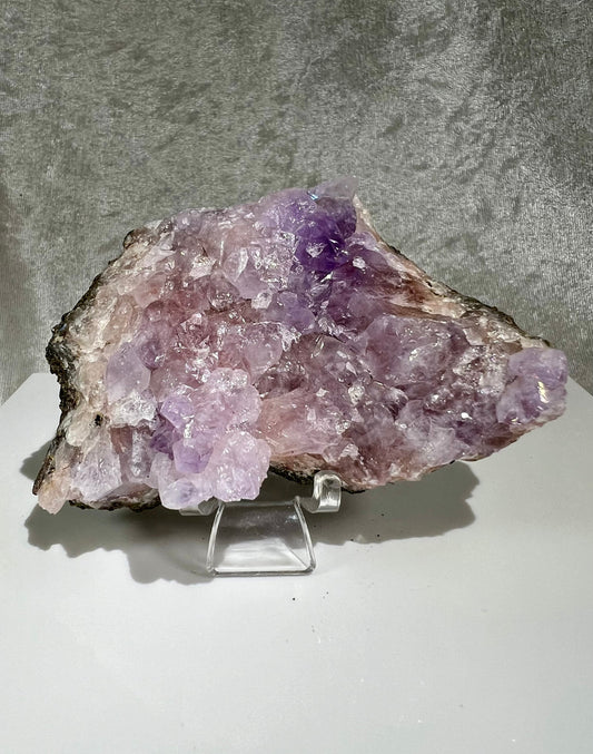 Gorgeous Pink Amethyst Slab Specimen. Beautiful Druzy Amethyst Geode Slab With Incredible Flash And Colors.