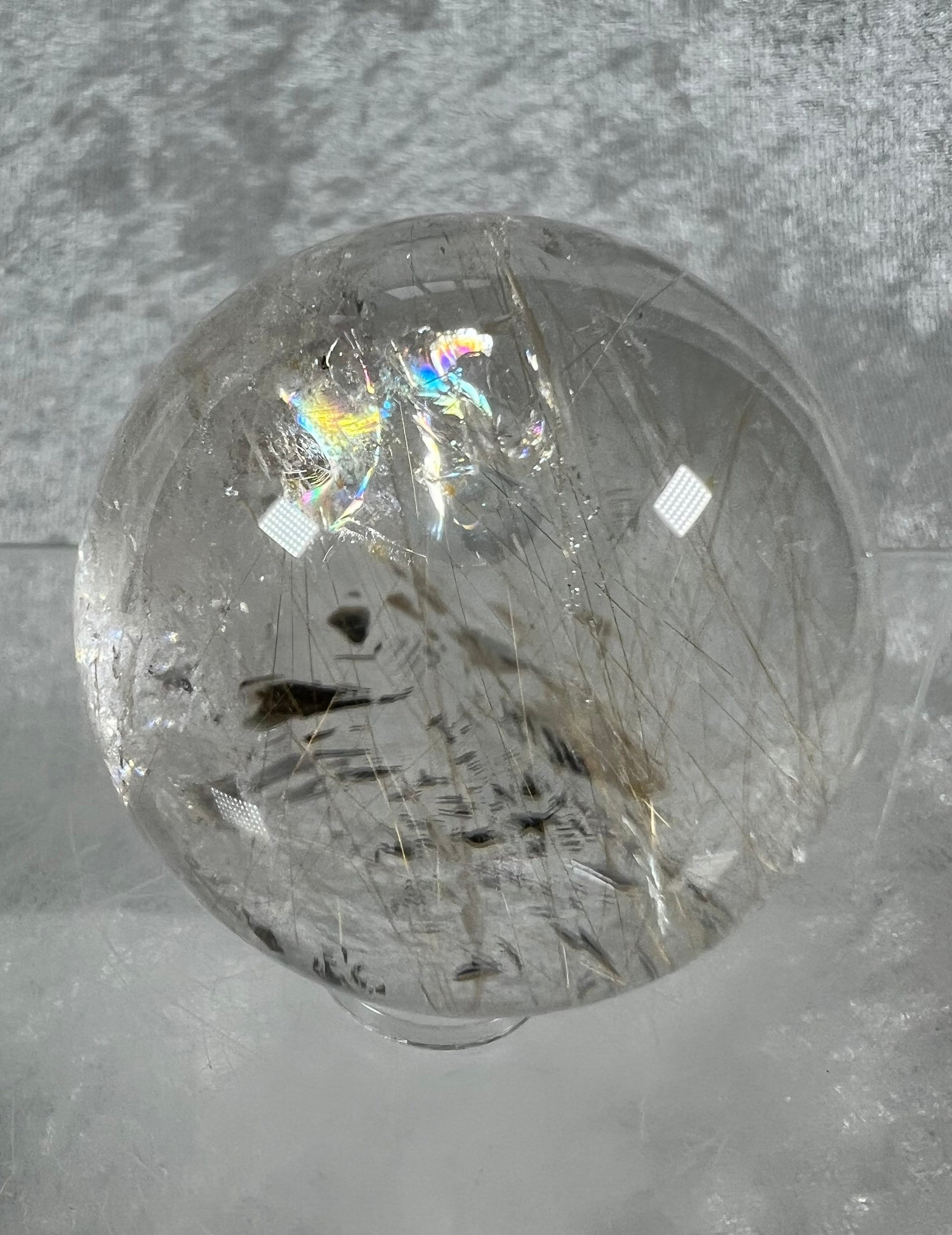 Incredible Rare Golden Rutile Quartz Sphere. Amazing Rainbows! Very Nice Quality Rutilated Quartz Crystal Sphere.
