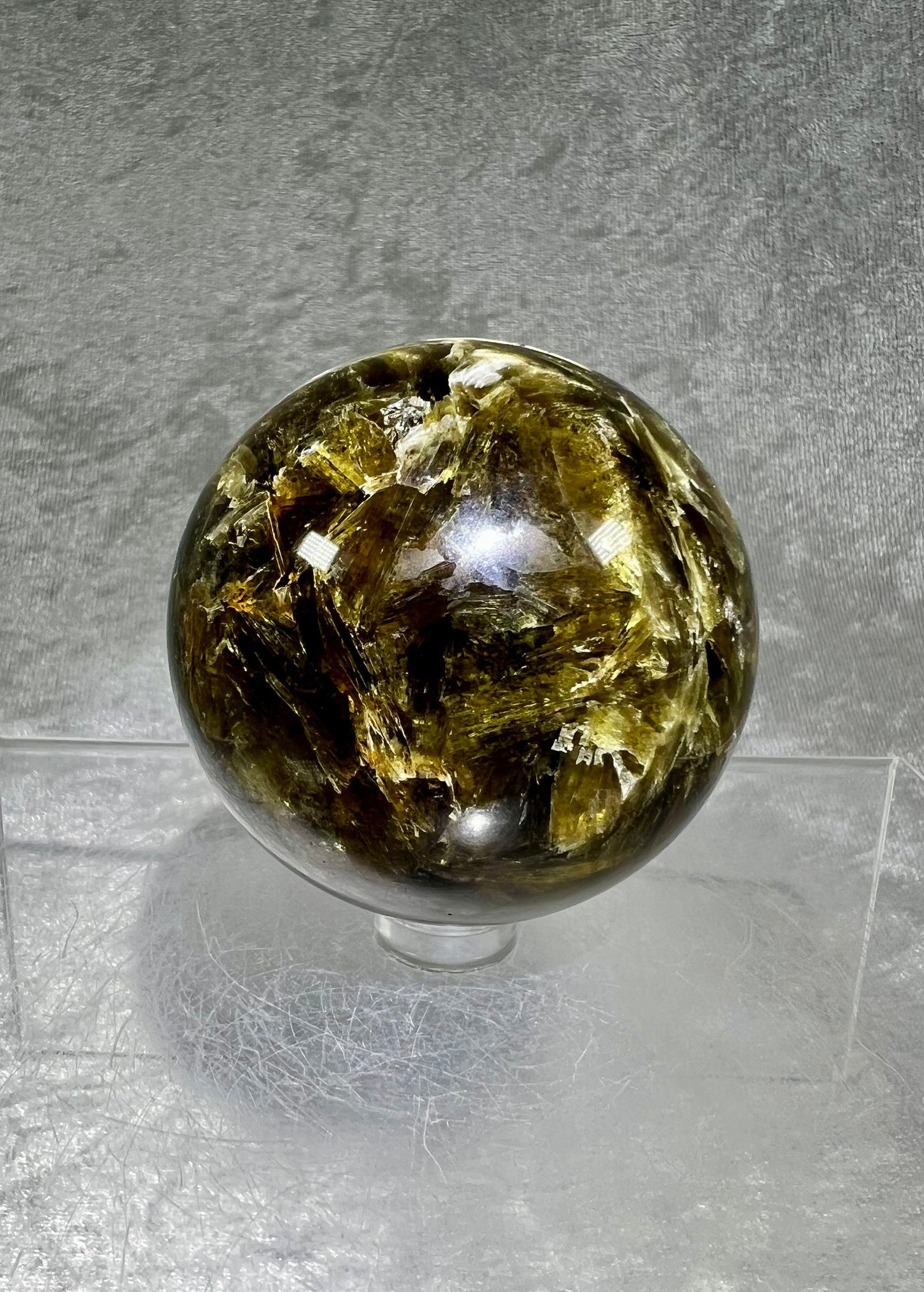 Amazing Gold Mica Sphere. 60mm. Gorgeous High Quality With Tons Of Flash. Beautiful Display Crystal.