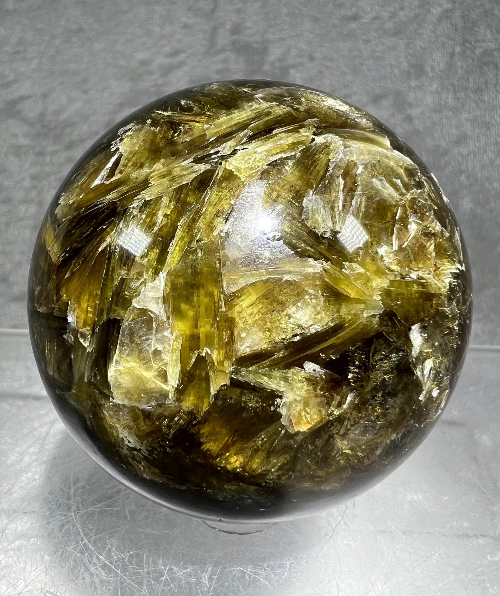 Amazing Gold Mica Sphere. 60mm. Gorgeous High Quality With Tons Of Flash. Beautiful Display Crystal.