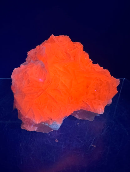 Amazing White Rose Calcite On Fluorite Matrix. Crazy Orange UV Reaction. Angel Wing Bladed Calcite Cluster.