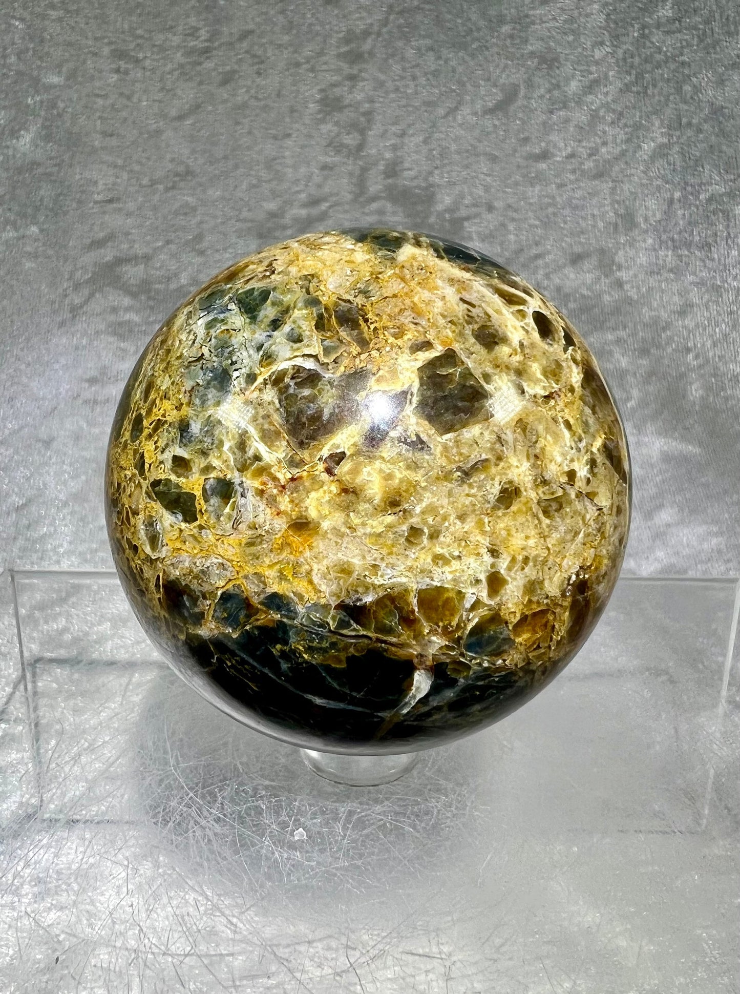 Gorgeous Rare Blue Opal Sphere. 62mm. Beautiful Indonesian Common Blue Opal Crystal.