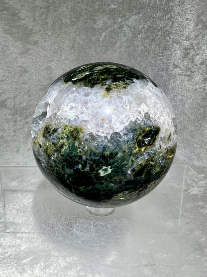 Gorgeous Druzy Ocean Jasper Sphere. 70mm. Amazing Quartz Druzy. Beautiful One Of A Kind Sphere.