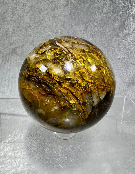 Beautiful Rare Pietersite Sphere. 62mm. Stunning Colors And Patterns. Amazing Shimmer And Flash!